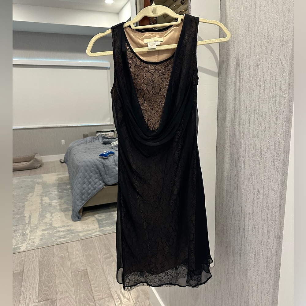 Black Lace and Nude Mini Dress